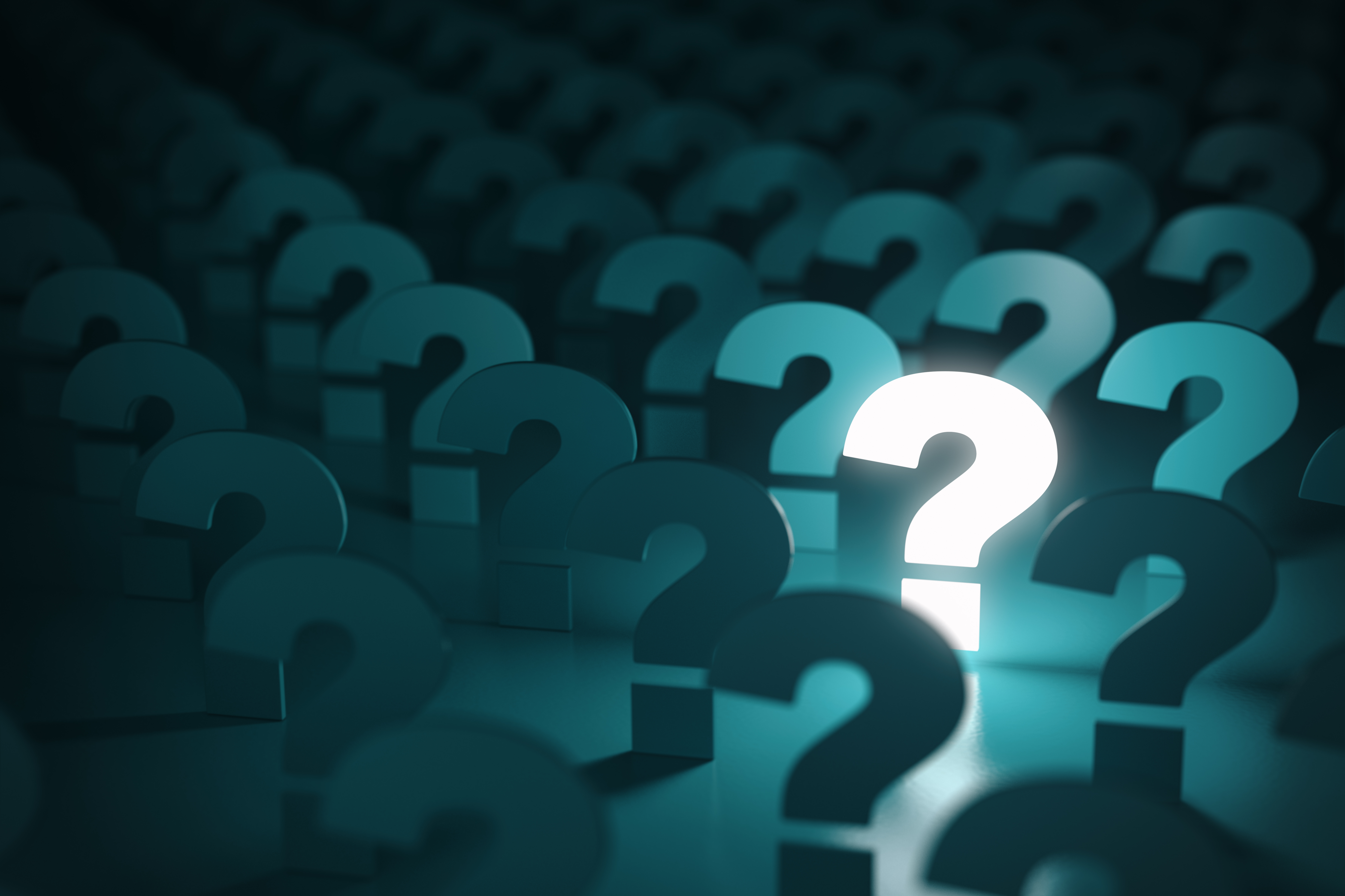 Question mark sign. Idea or problem concept background. 3d illustration